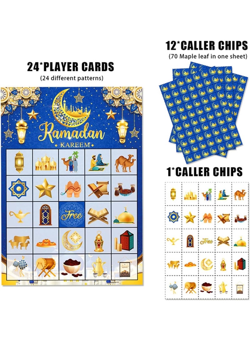 VUCATIN Ramadan Kareem Bingo Game Cards, Eid Mubarak Party Bingo Games for Kids, Ramadan Mubarak Party Decorations, Ramadan Mubarak Bingo Cards for 24 Players (blue) - Image 4
